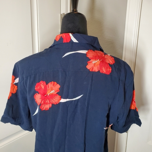 NWT BANANA REPUBLIC Men's Standard Fit Rayon Vacation Shirt Size Small Blue - Picture 15 of 16